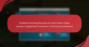 Feedback Recharge Bonuses for Gems Packs: Player surveys, Engagement incentives, Community involvement