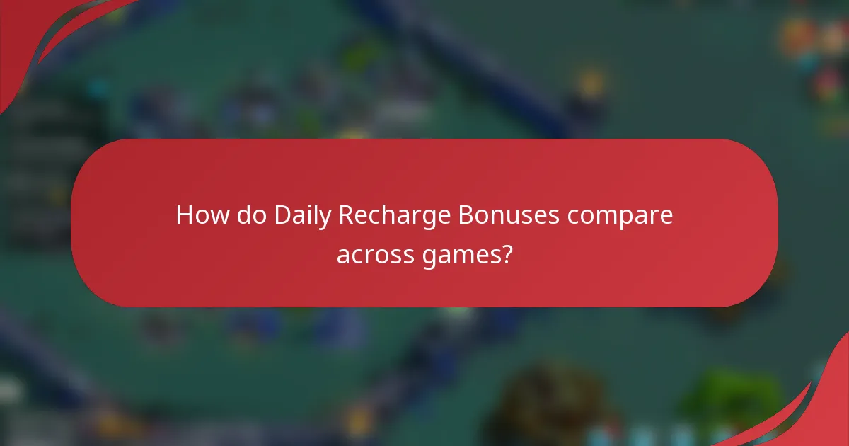 How do Daily Recharge Bonuses compare across games?