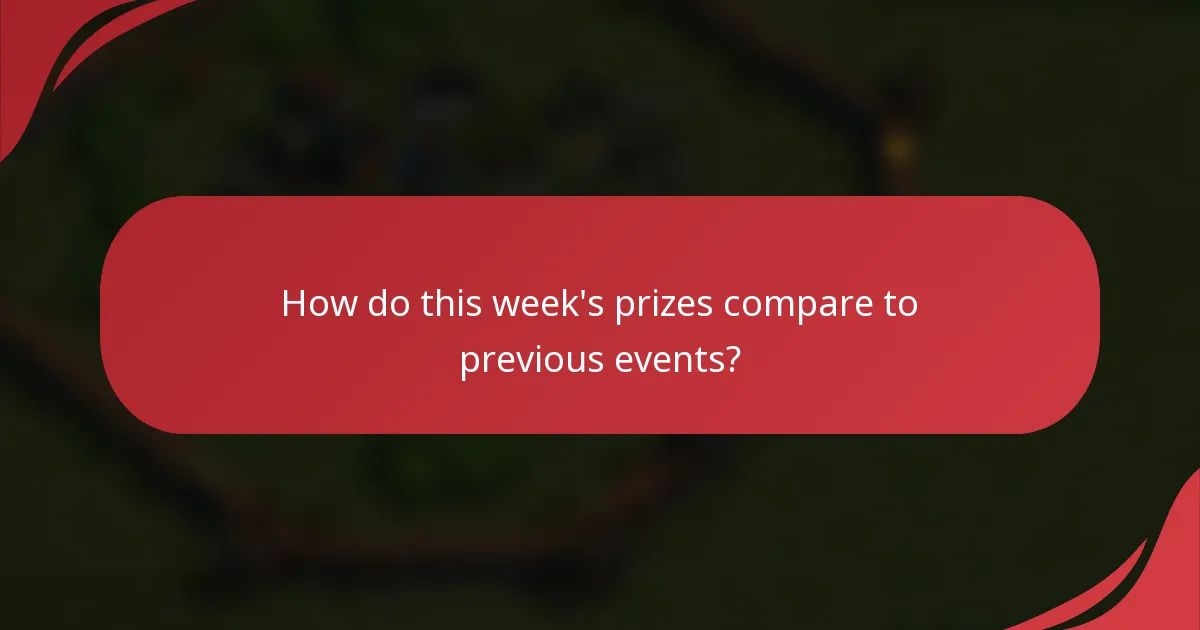 How do this week's prizes compare to previous events?